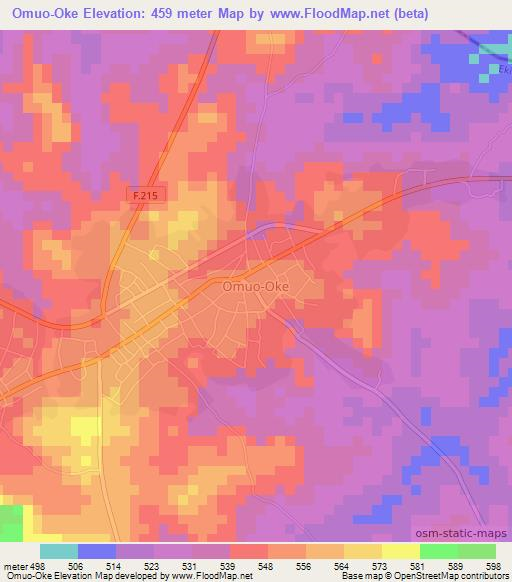 Omuo-Oke,Nigeria Elevation Map