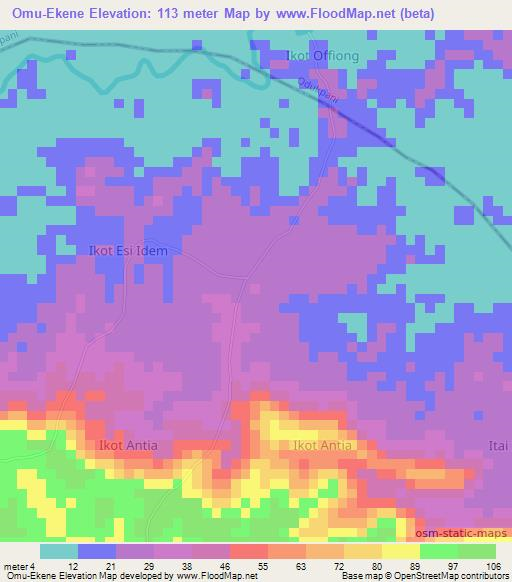 Omu-Ekene,Nigeria Elevation Map