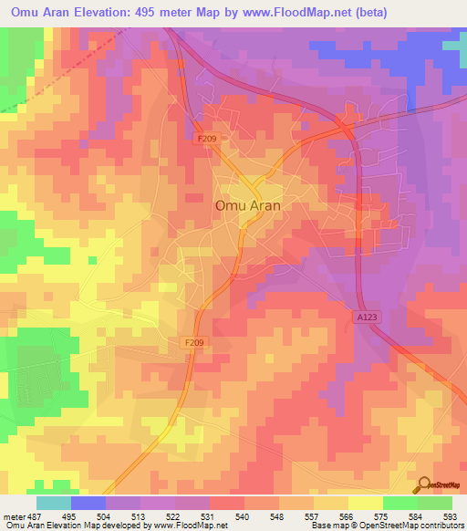 Omu Aran,Nigeria Elevation Map