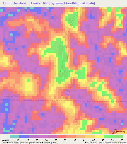 Omu,Nigeria Elevation Map