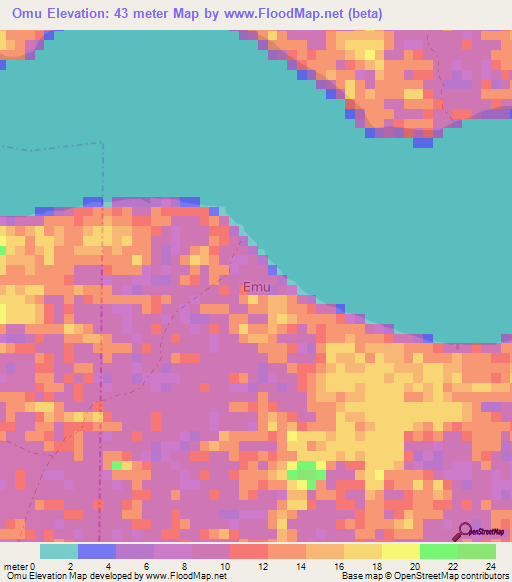 Omu,Nigeria Elevation Map