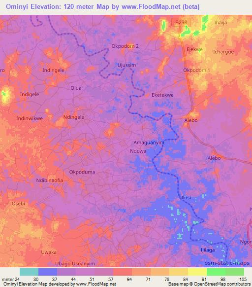 Ominyi,Nigeria Elevation Map