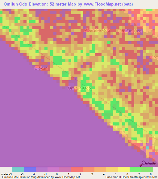 Omifun-Odo,Nigeria Elevation Map