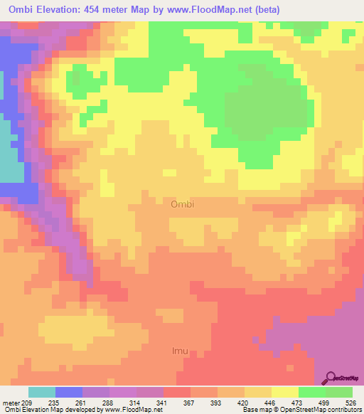 Ombi,Nigeria Elevation Map