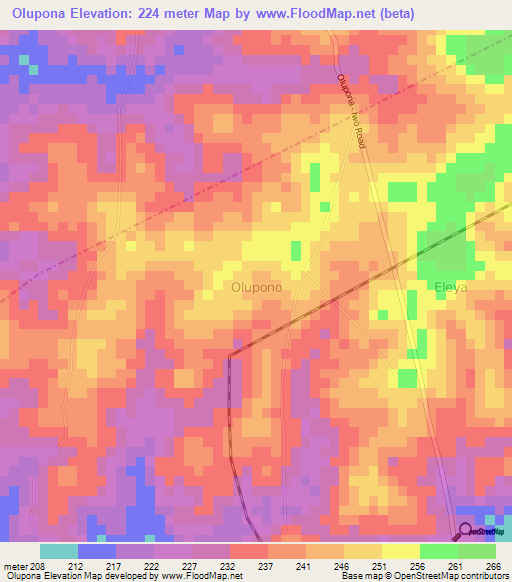 Olupona,Nigeria Elevation Map