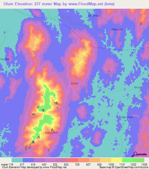 Olum,Nigeria Elevation Map