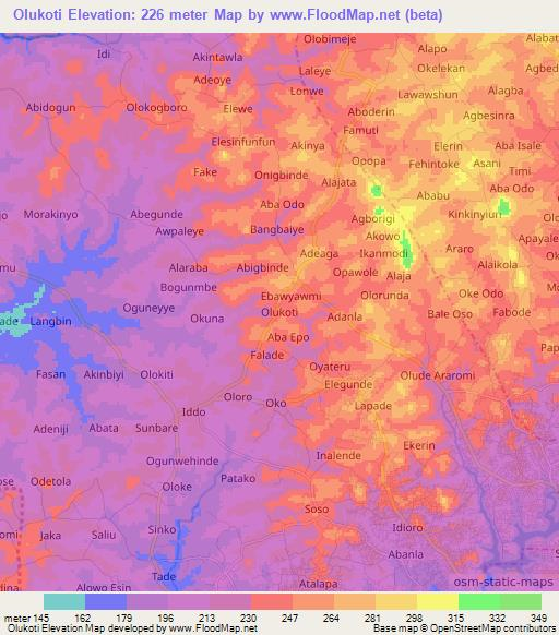 Olukoti,Nigeria Elevation Map