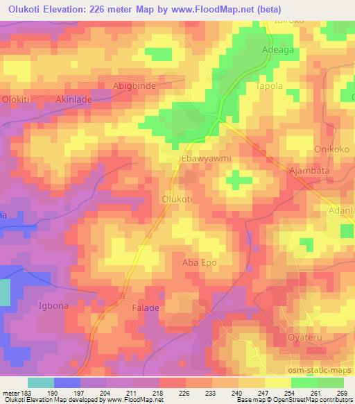 Olukoti,Nigeria Elevation Map