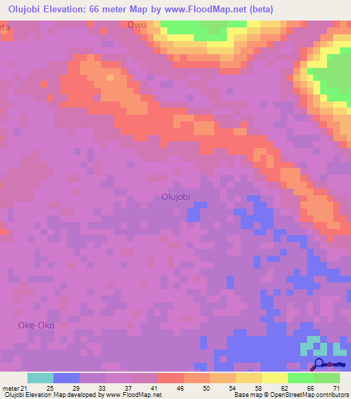 Olujobi,Nigeria Elevation Map