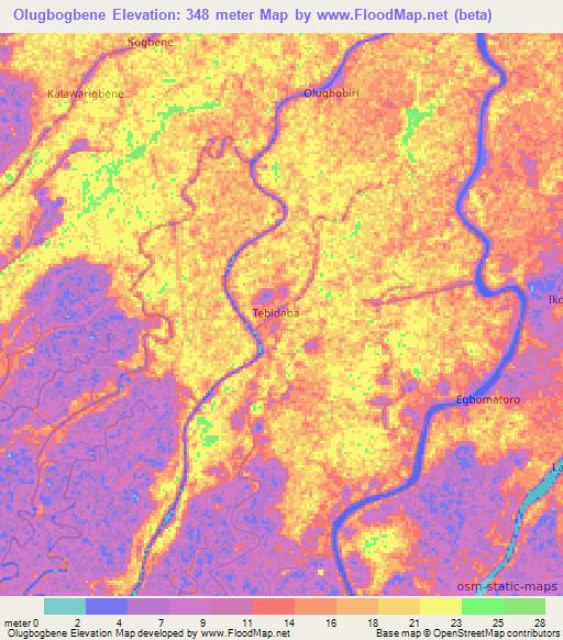 Olugbogbene,Nigeria Elevation Map