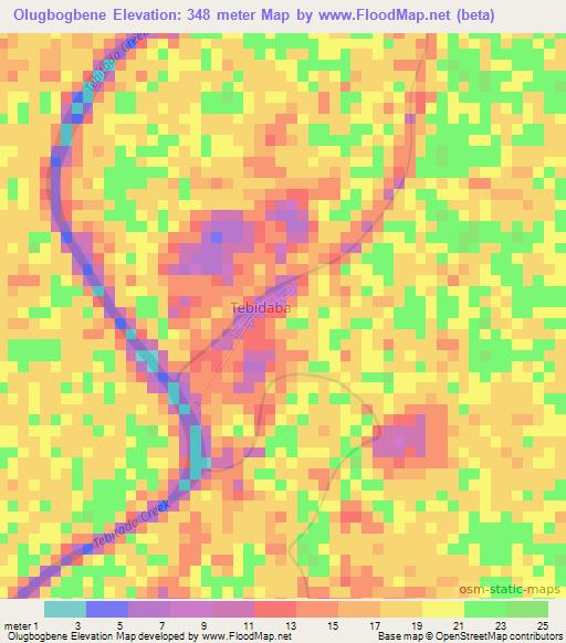 Olugbogbene,Nigeria Elevation Map