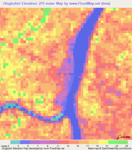 Olugbobiri,Nigeria Elevation Map