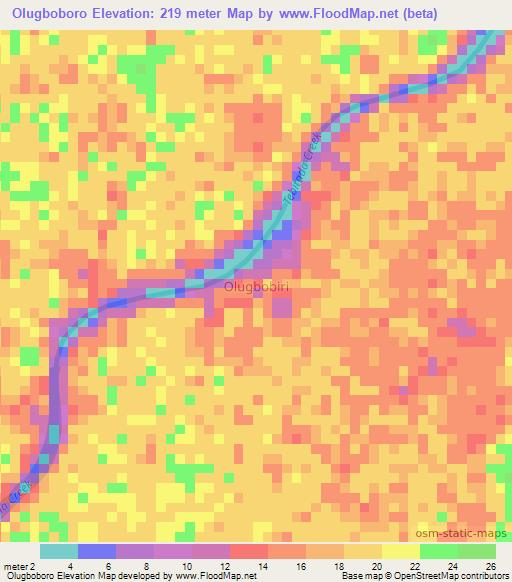 Olugboboro,Nigeria Elevation Map