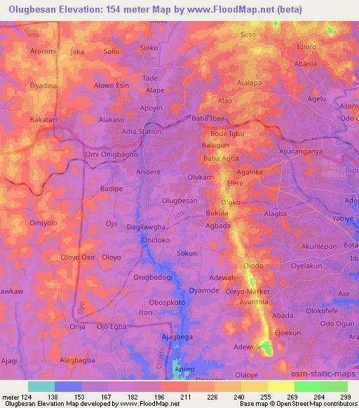 Olugbesan,Nigeria Elevation Map