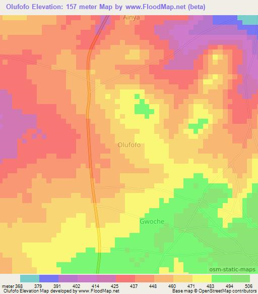 Olufofo,Nigeria Elevation Map