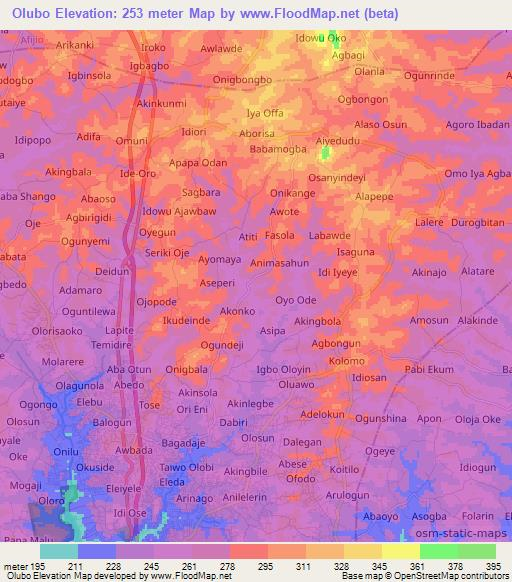Olubo,Nigeria Elevation Map