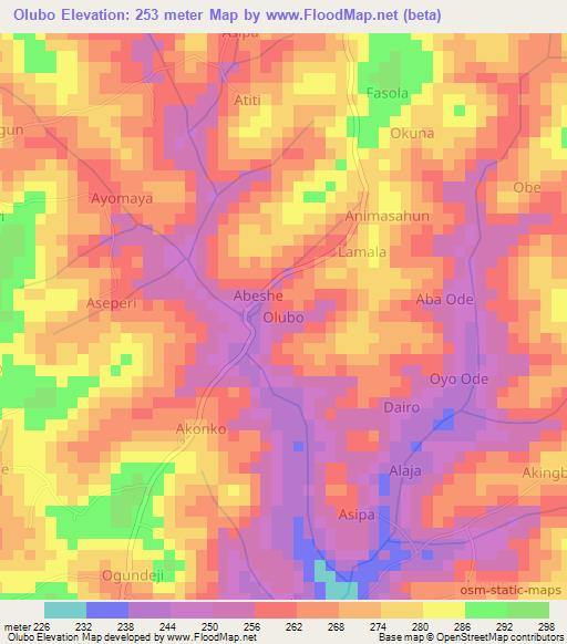 Olubo,Nigeria Elevation Map