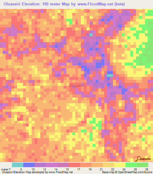 Oluassiri,Nigeria Elevation Map