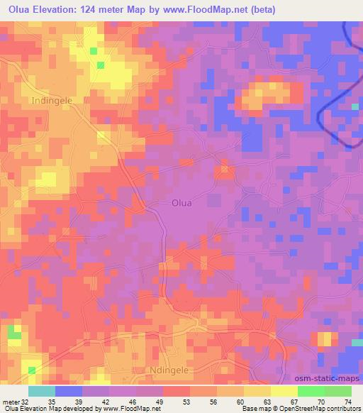 Olua,Nigeria Elevation Map