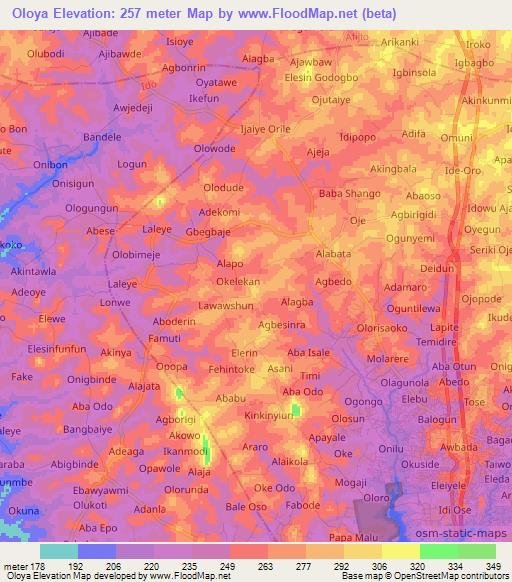 Oloya,Nigeria Elevation Map