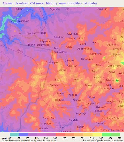 Olowa,Nigeria Elevation Map