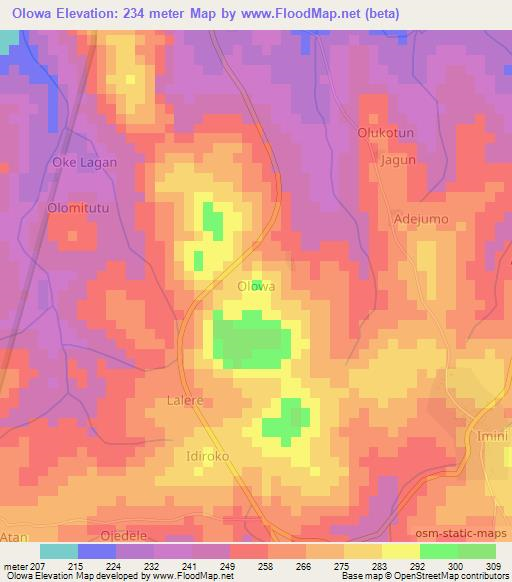 Olowa,Nigeria Elevation Map