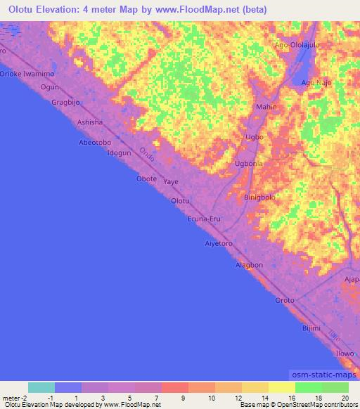 Olotu,Nigeria Elevation Map