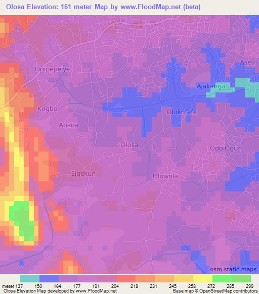 Olosa,Nigeria Elevation Map