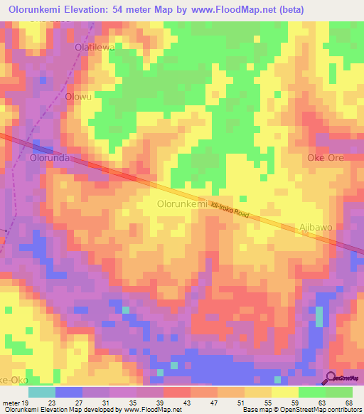 Olorunkemi,Nigeria Elevation Map