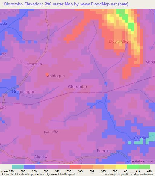 Olorombo,Nigeria Elevation Map