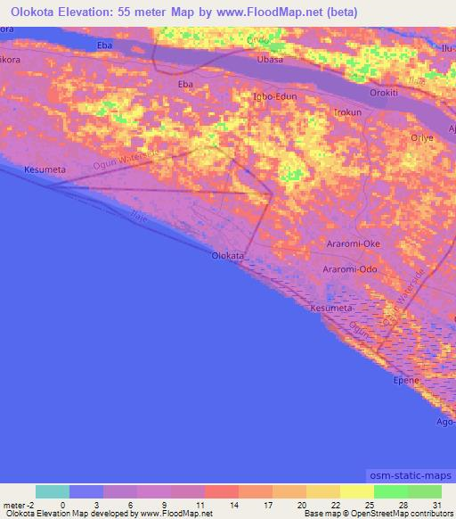 Olokota,Nigeria Elevation Map