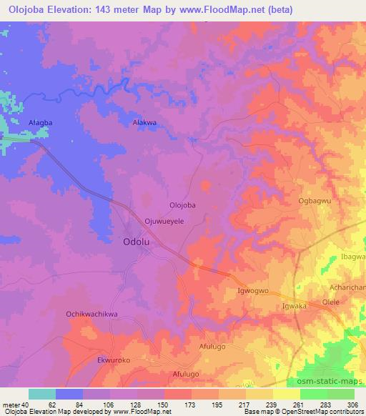 Olojoba,Nigeria Elevation Map