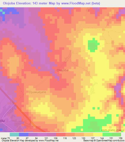 Olojoba,Nigeria Elevation Map