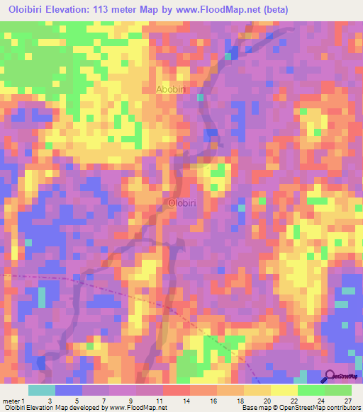 Oloibiri,Nigeria Elevation Map