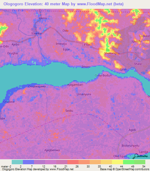 Ologogoro,Nigeria Elevation Map