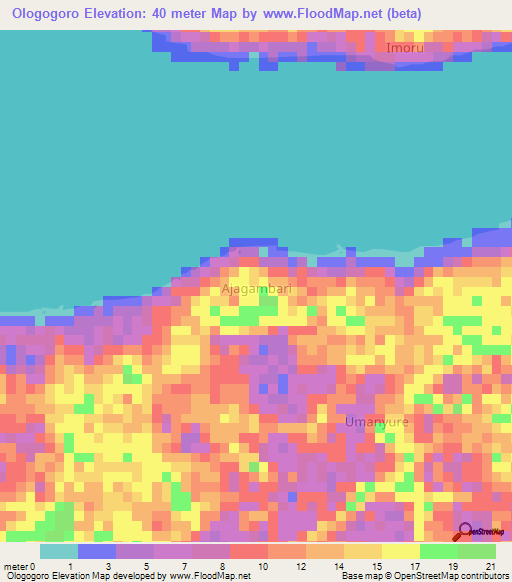 Ologogoro,Nigeria Elevation Map