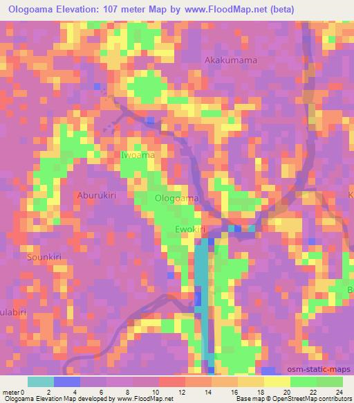 Ologoama,Nigeria Elevation Map