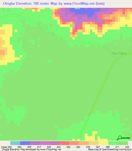 Ologba,Nigeria Elevation Map