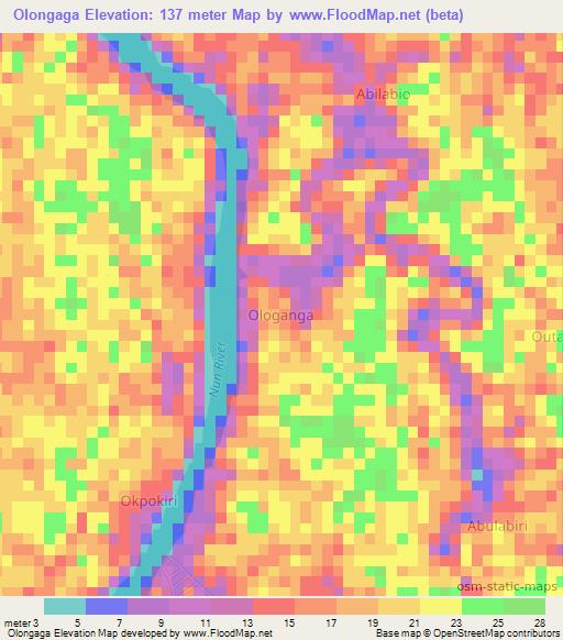 Olongaga,Nigeria Elevation Map