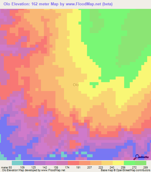 Olo,Nigeria Elevation Map