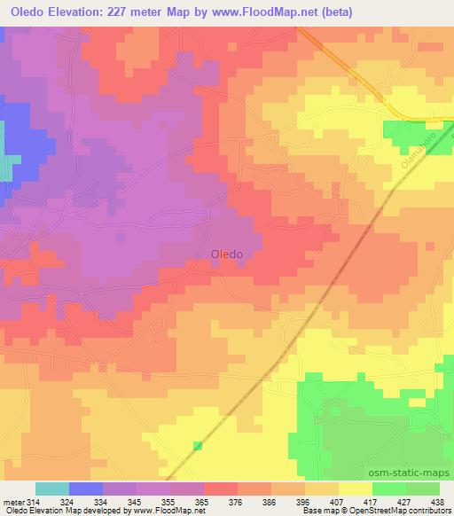 Oledo,Nigeria Elevation Map