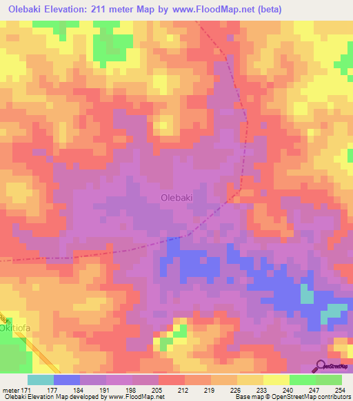 Olebaki,Nigeria Elevation Map