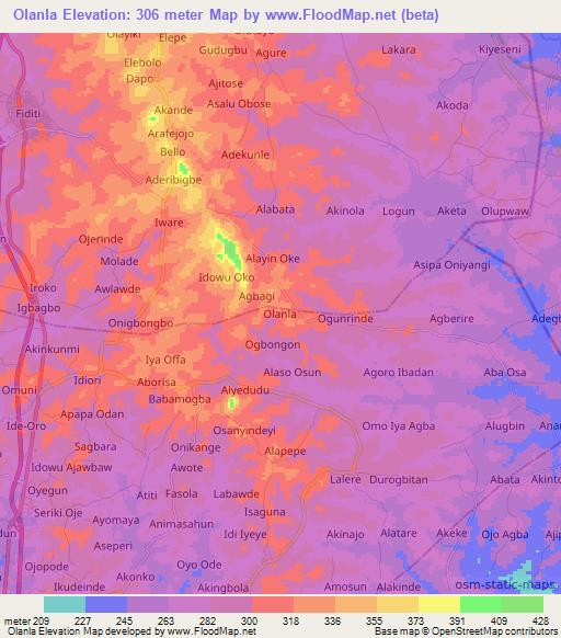 Olanla,Nigeria Elevation Map