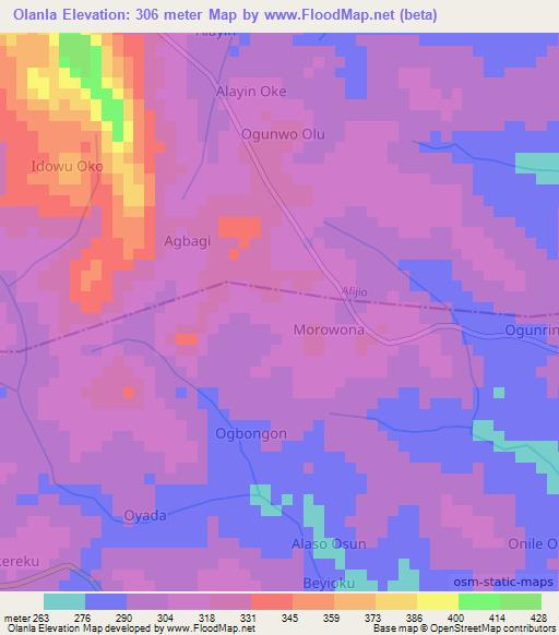 Olanla,Nigeria Elevation Map