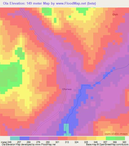 Ola,Nigeria Elevation Map