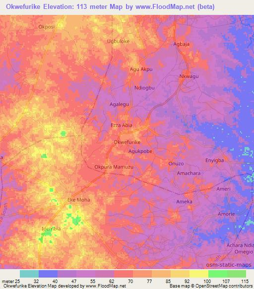 Okwefurike,Nigeria Elevation Map