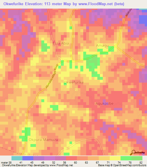 Okwefurike,Nigeria Elevation Map