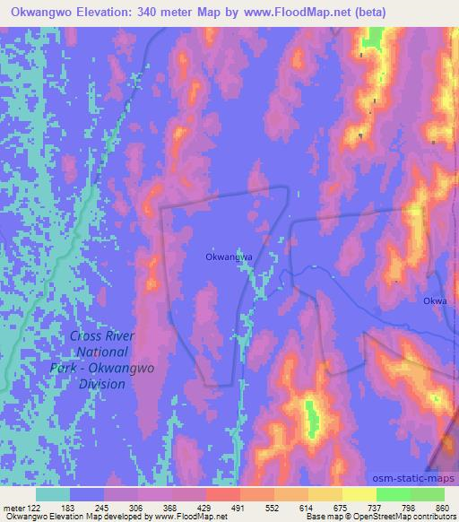 Okwangwo,Nigeria Elevation Map