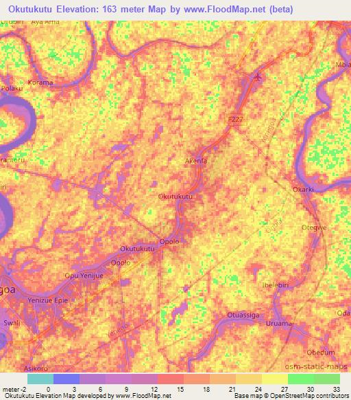 Okutukutu,Nigeria Elevation Map