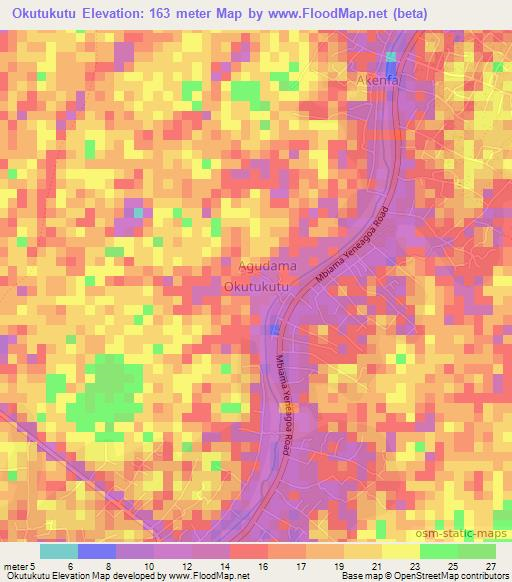 Okutukutu,Nigeria Elevation Map